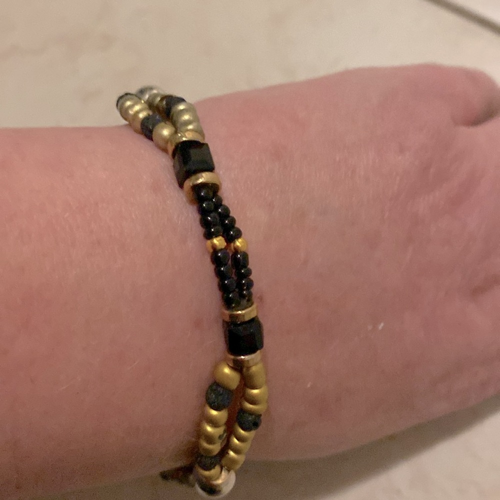 Versatile Unique Handmade Beaded Bracelet New & Upcycled Beads w Metallic Clasp